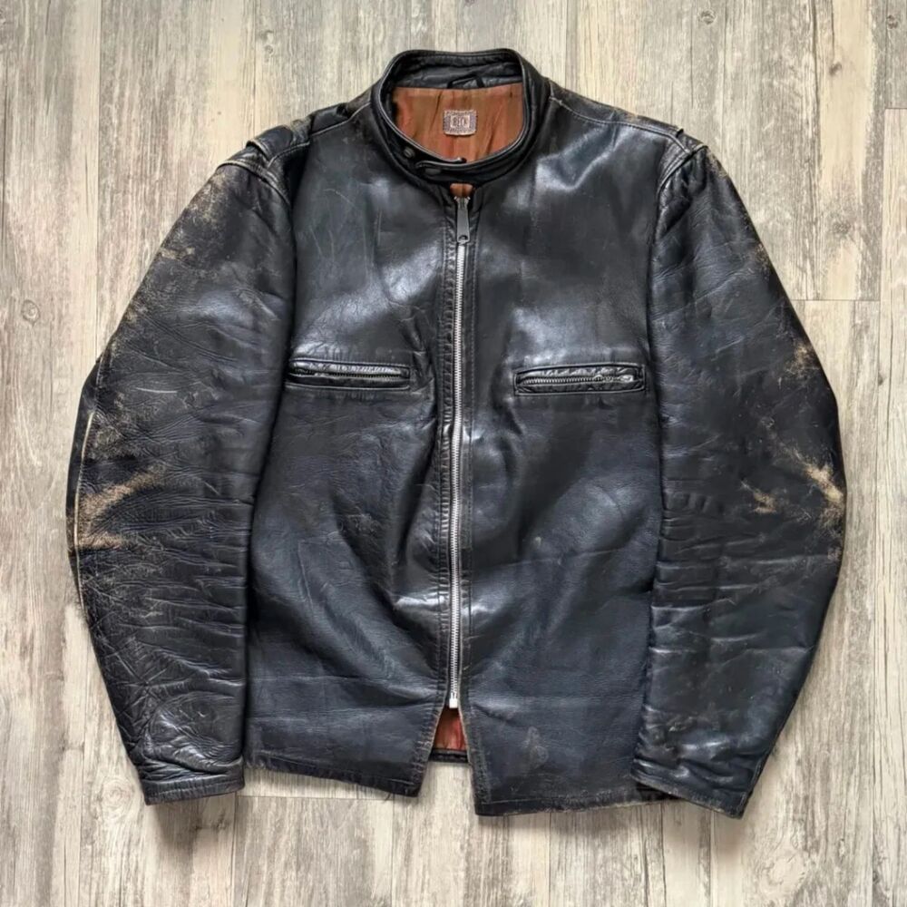 Vintage 1960s Beck 666 Series Single Rider Horse Hide Leather Motorcycle Jacket
